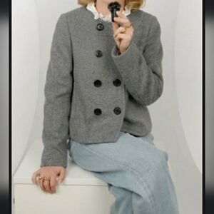 Jcrew grey double breasted wool cashmere blend spring peacoat size 6